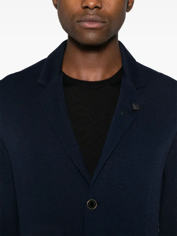 LARDINI ラルディーニ 　MADE　IN　ITALY　S Lardini brooch-detail Blazer | Blue | FARFETCH