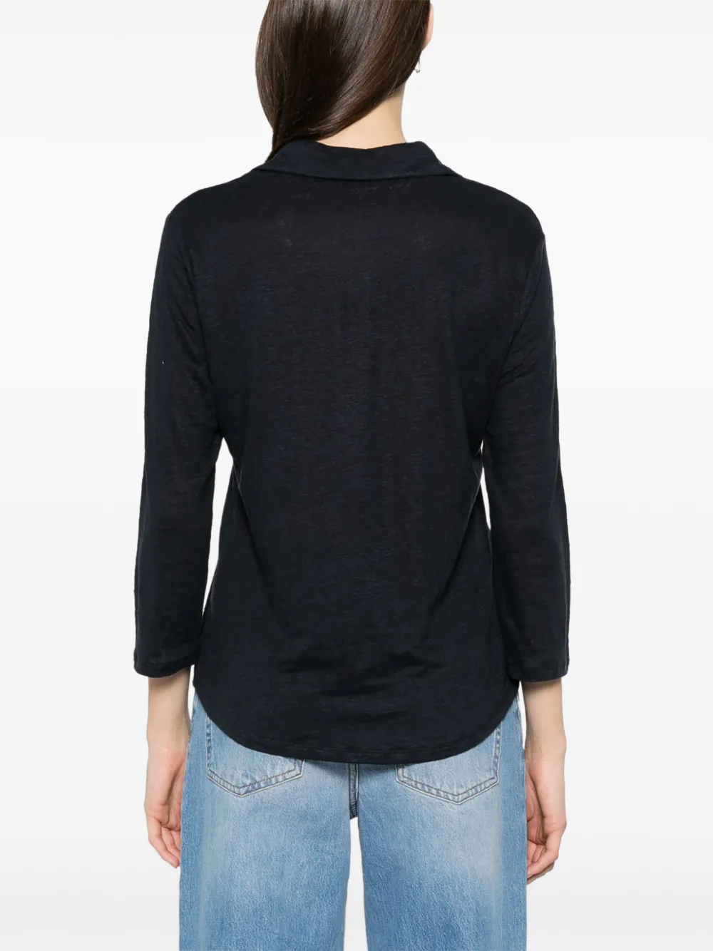 Majestic Filatures Blouse met slub-textuur Blauw