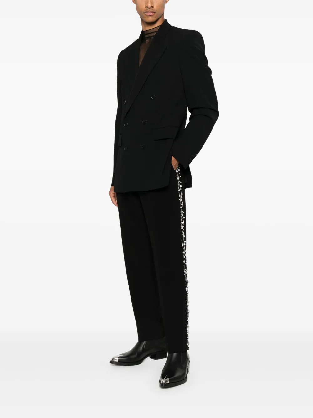 Balmain pearl-embellished trousers - Zwart