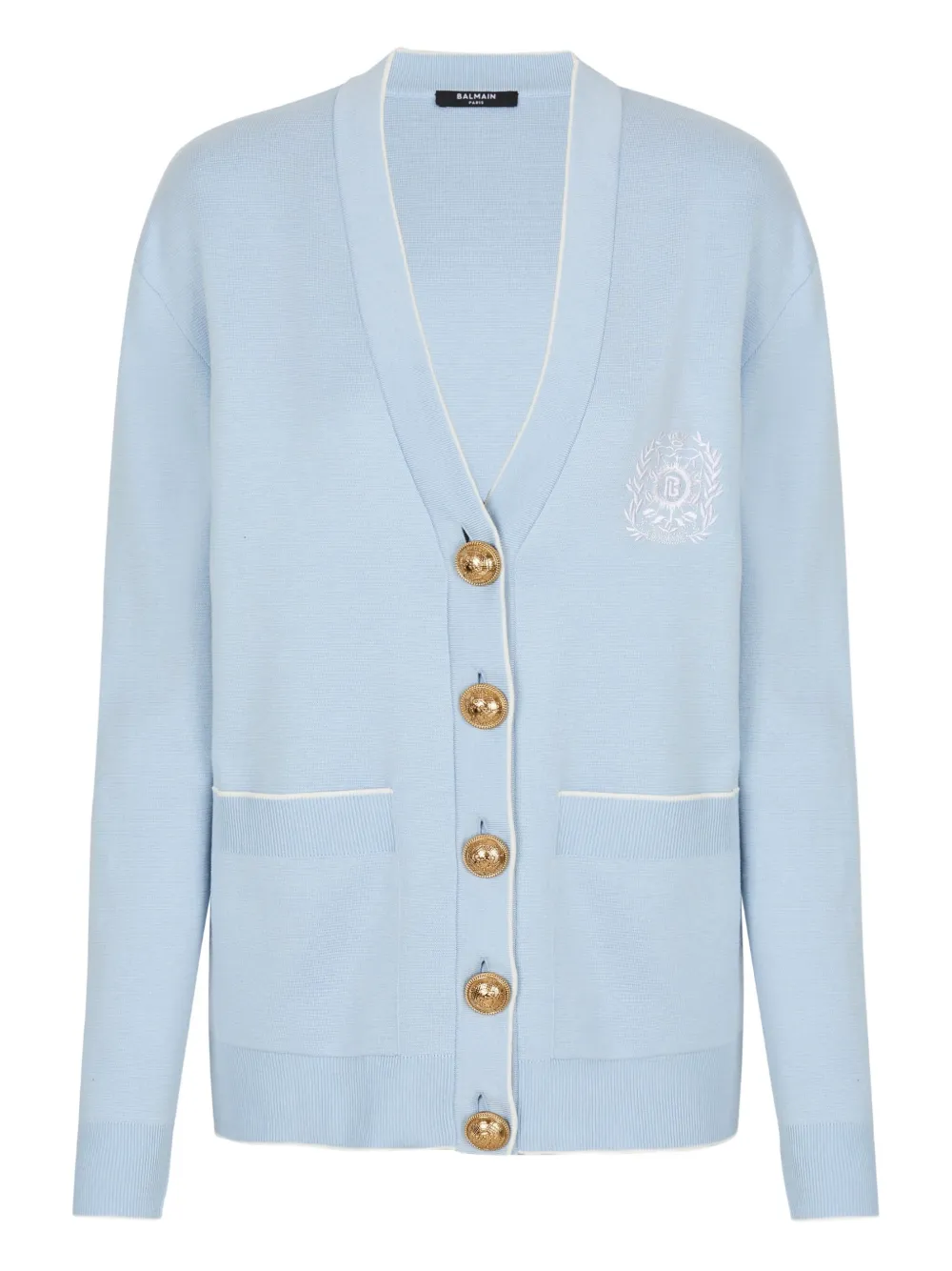 Balmain emblem button cardigan Blauw