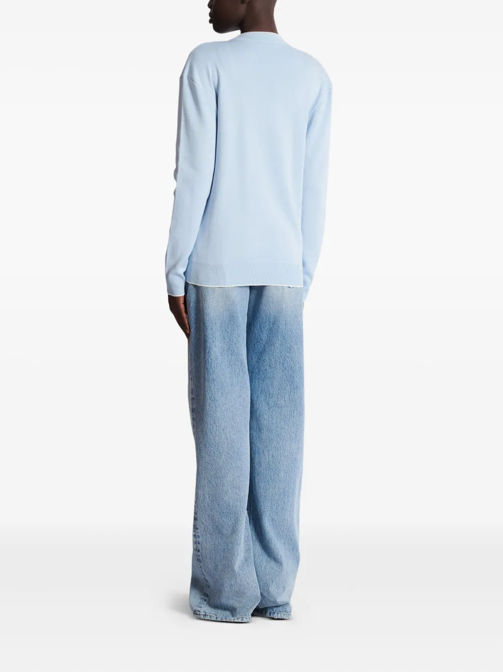 Balmain emblem button cardigan Blauw
