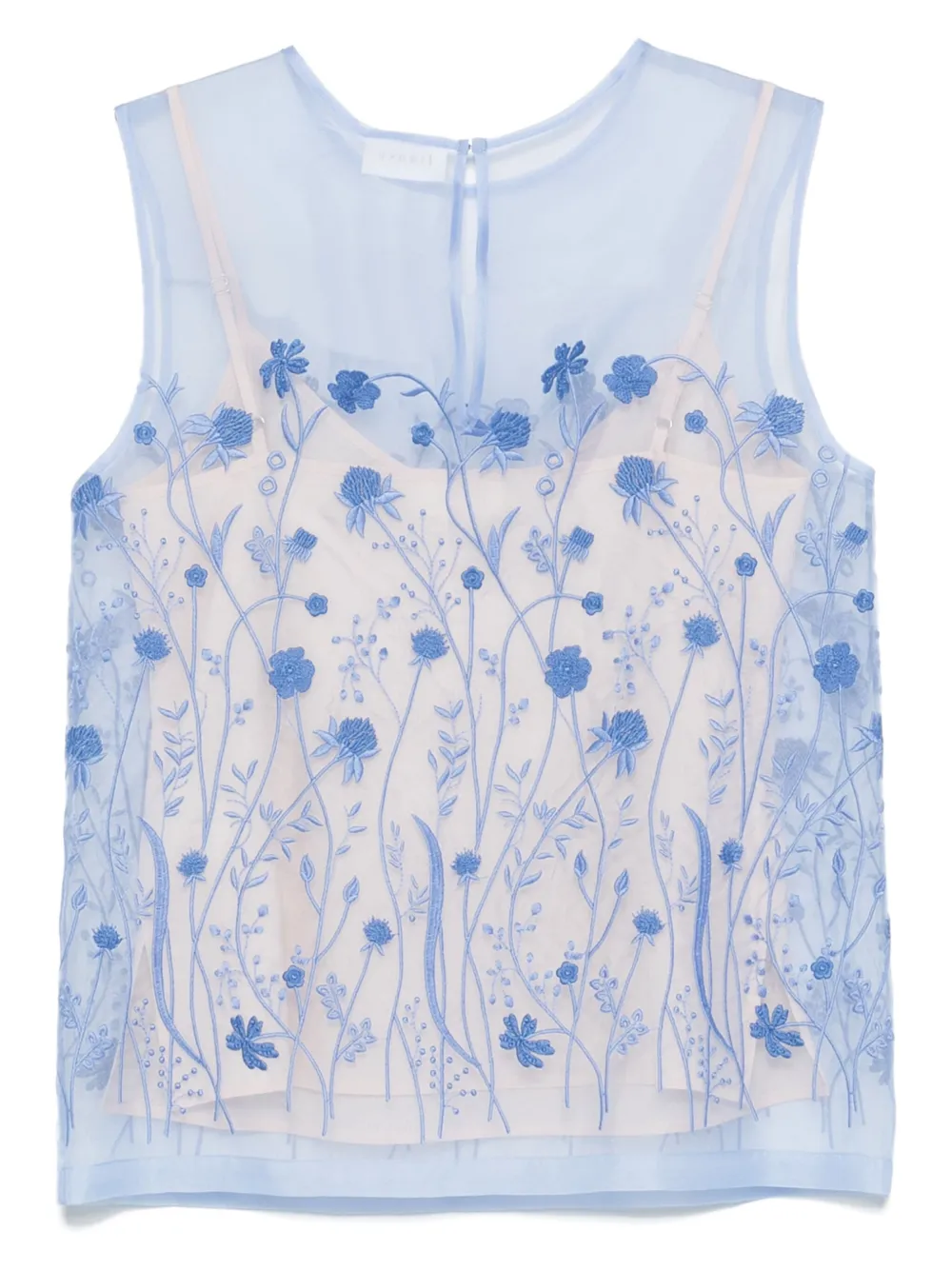 P.A.R.O.S.H. Top met geborduurde bloemen - Blauw