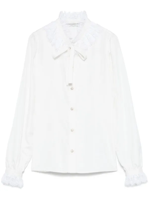 Alessandra Rich Silk Poplin Shirt in White