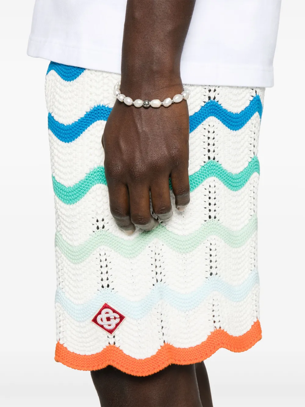 Casablanca Gradient Wave gehaakte shorts Wit