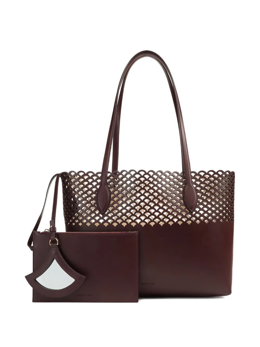 Sergio Rossi Sr Mermaid leren shopper met gewelfd detail Bruin