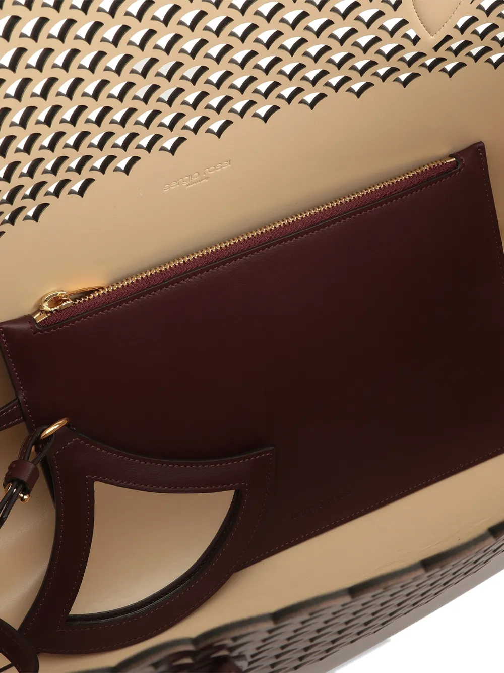Sergio Rossi Sr Mermaid leren shopper met gewelfd detail Bruin