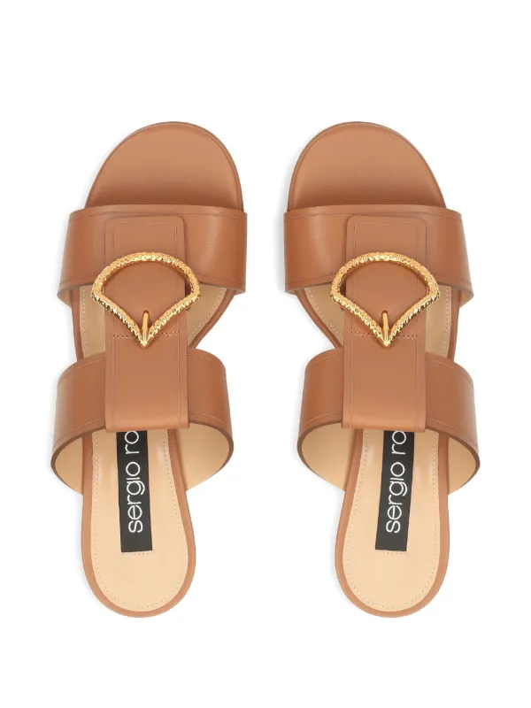 セルジオロッシ　レザー　サンダル　ブラウン Sergio Rossi レザー フラットサンダル | ブラウン | FARFETCH JP