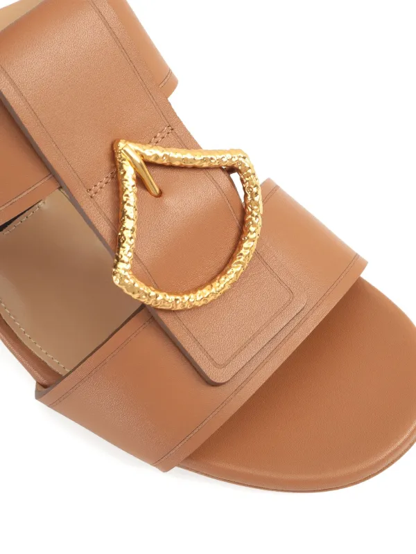 Sergio Rossi レザー フラットサンダル | ブラウン | FARFETCH JP