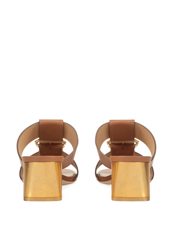 Sergio Rossi レザー フラットサンダル | ブラウン | FARFETCH JP