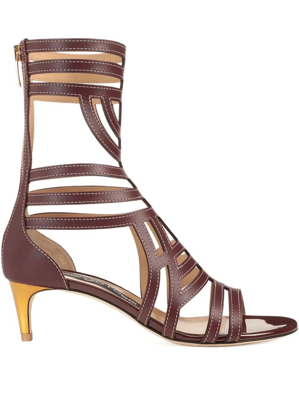 Sergio Rossi 50mm leather cut-out sandals Brown