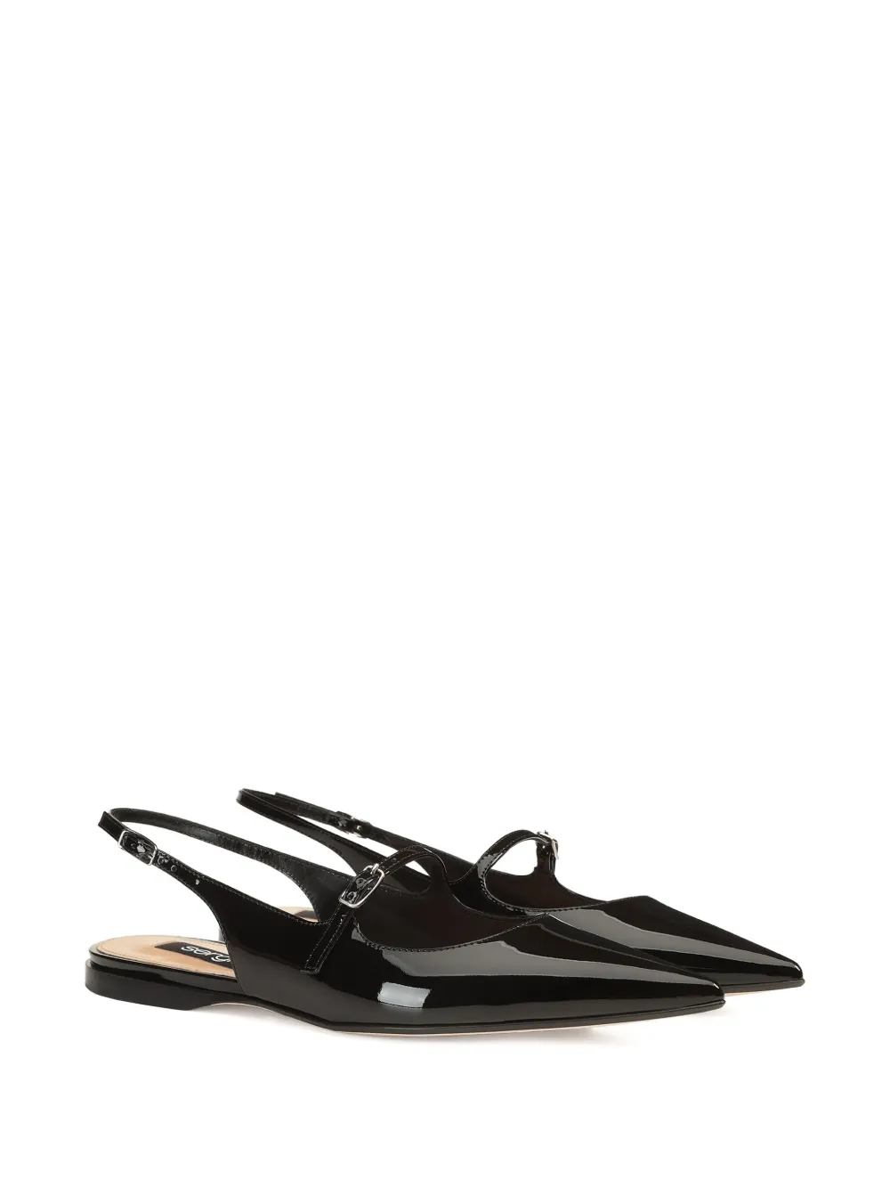 Sergio Rossi Leren ballerina's - Zwart