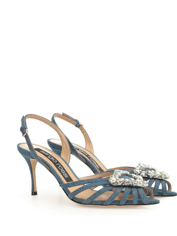 Sergio Rossi 75mm Godiva Precious Sandals | Blue | FARFETCH PL