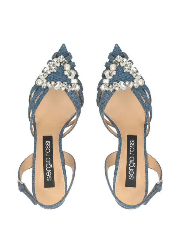 Sergio Rossi 75mm Godiva Precious Sandals | Blue | FARFETCH GE