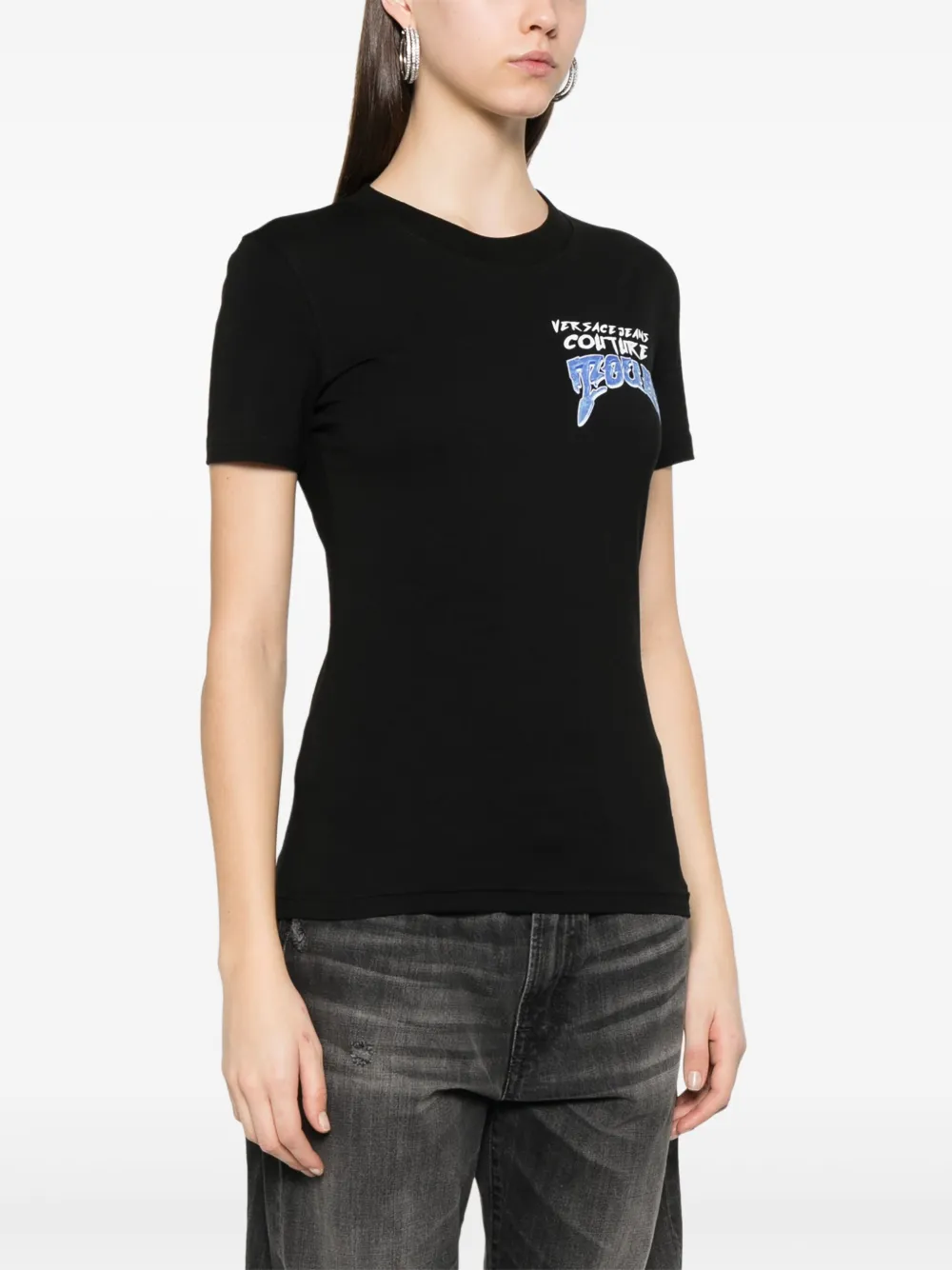 Versace Jeans Couture Logo Tour T-shirt Zwart