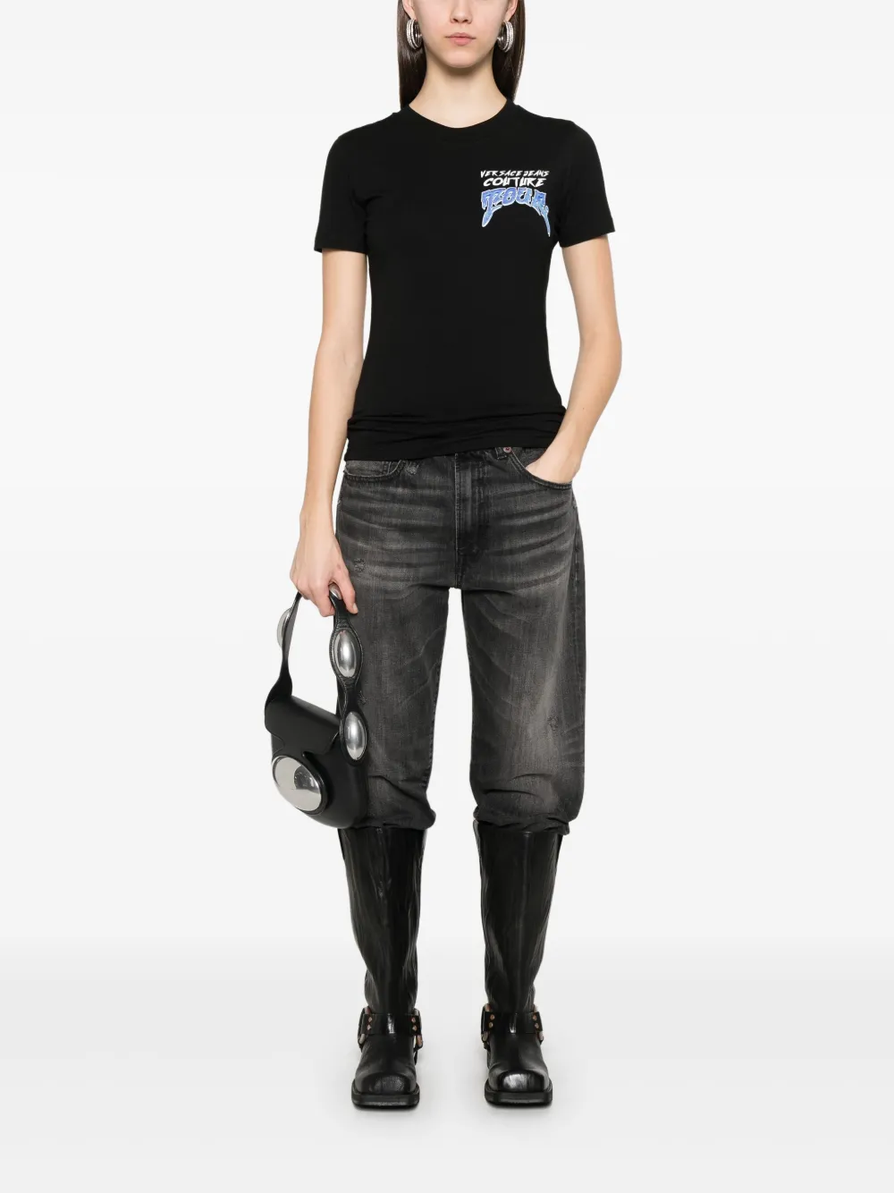 Versace Jeans Couture Logo Tour T-shirt Zwart