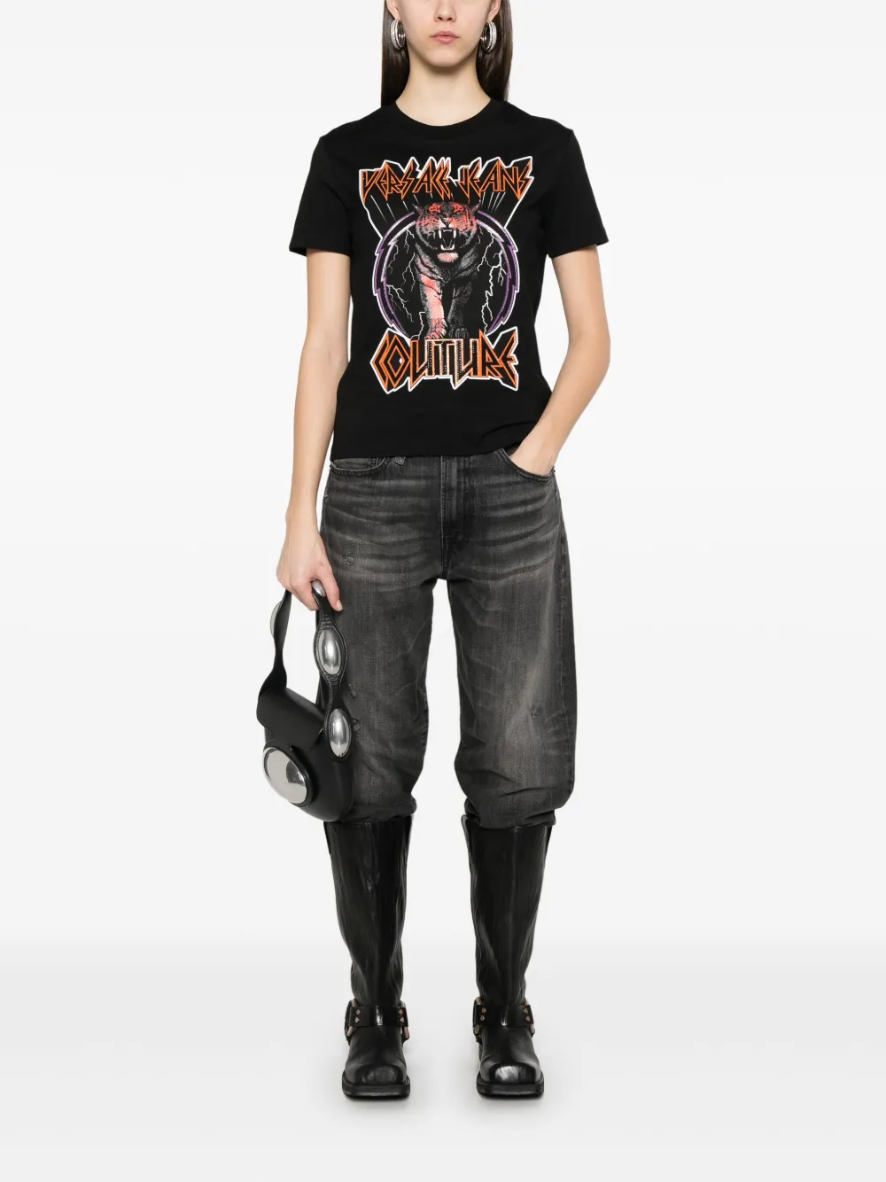 Versace Jeans Couture T-shirt met logoprint - Zwart