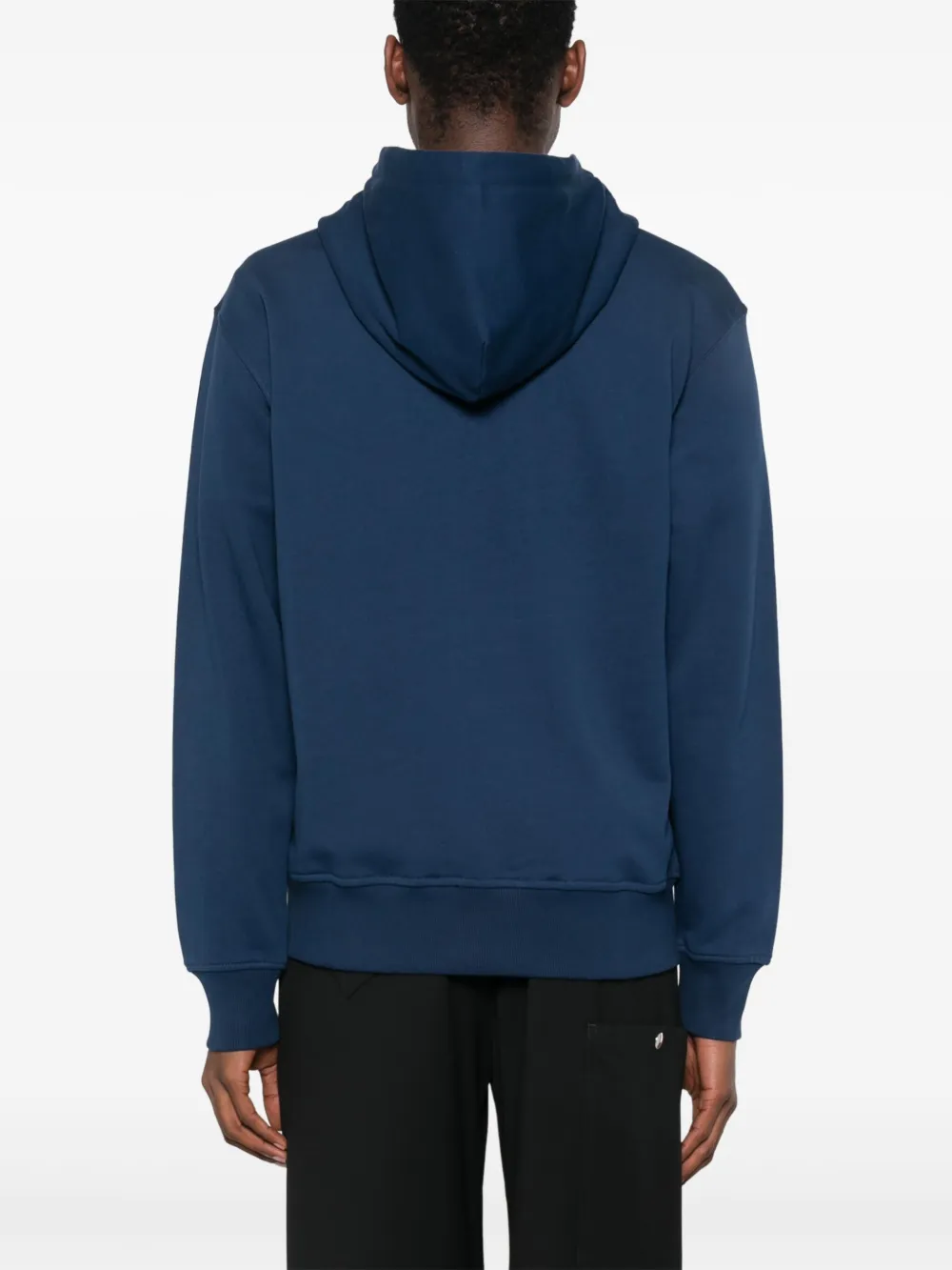 Shop Versace Jeans Couture Logo-embroidered Hoodie In Blue