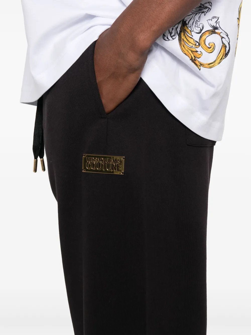 VERSACE JEANS COUTURE LOGO-PLAQUE TRACK PANTS