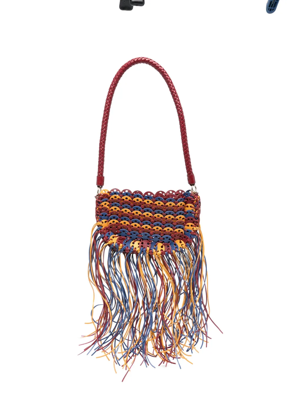 Rabanne fringed leather shoulder bag - Rosso