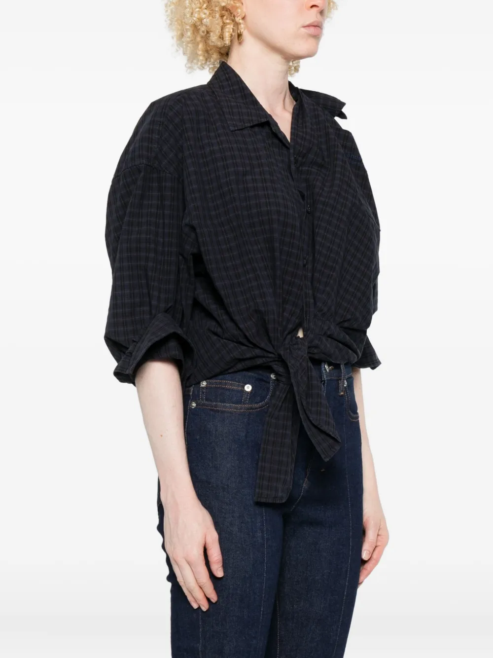 Alexander Wang Knotted Button Down Shirt Clothing In Blue