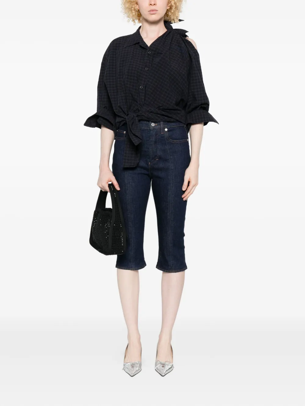 Alexander Wang Geknoopte geruite blouse - Blauw