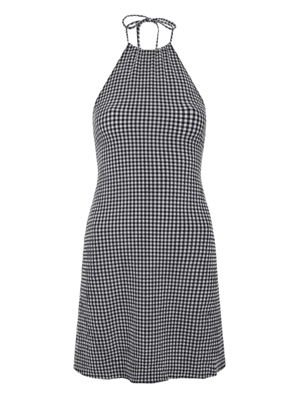 Hunza G Gingham Halterneck Mini Dress | Black