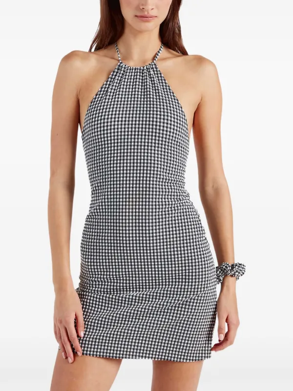 Hunza G Gingham Halterneck Mini Dress | Black | FARFETCH BH