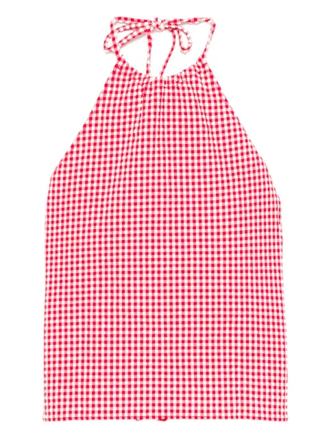 Hunza G top con cuello halter y motivo de cuadros