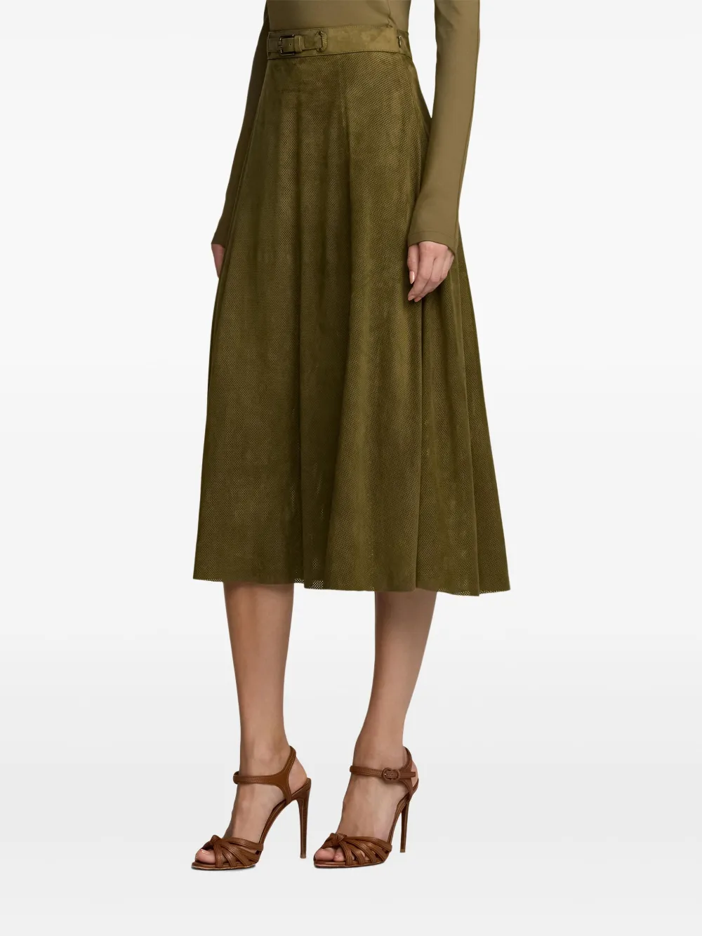 Shop Polo Ralph Lauren Kinsley Midi Skirt In Green