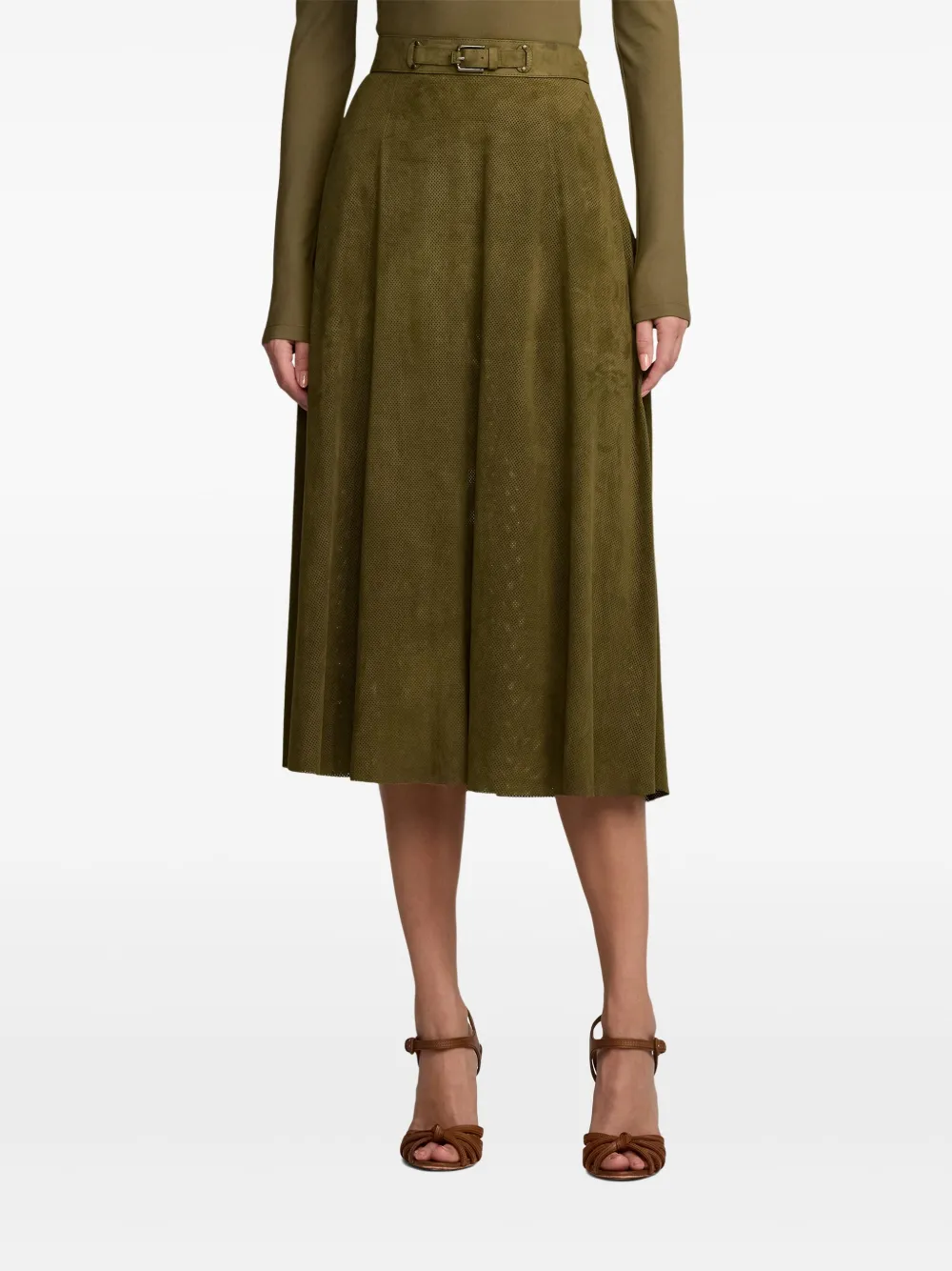 Shop Polo Ralph Lauren Kinsley Midi Skirt In Green