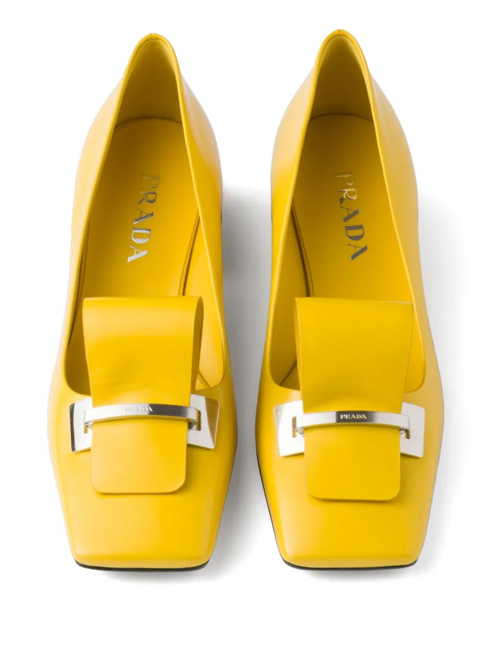 Prada 35mm brushed-leather pumps Yellow