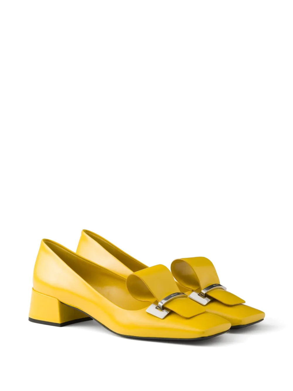 Prada 35mm brushed-leather pumps Yellow