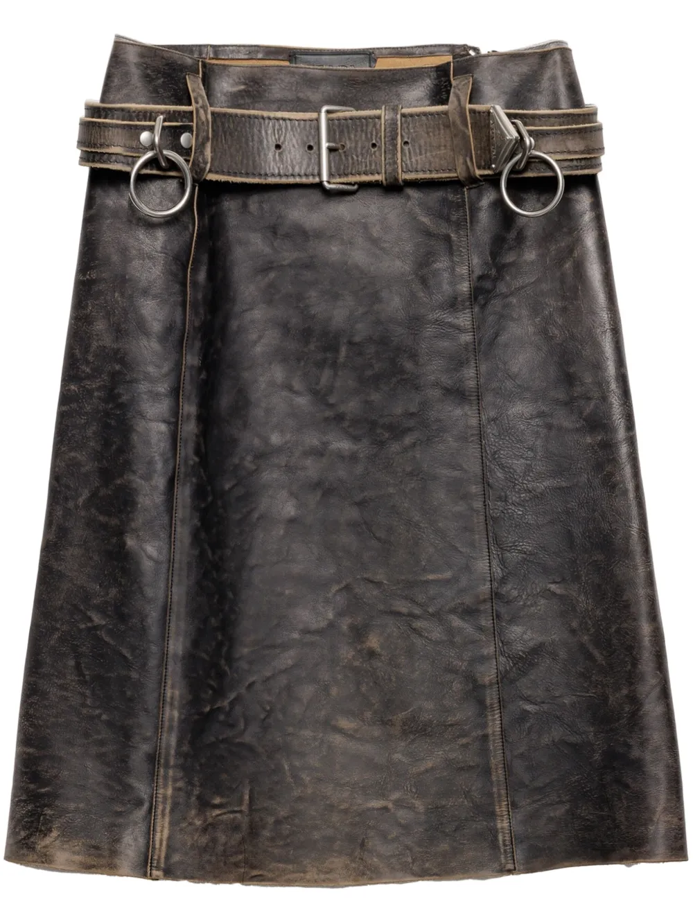 Prada Leren mini-rok Zwart