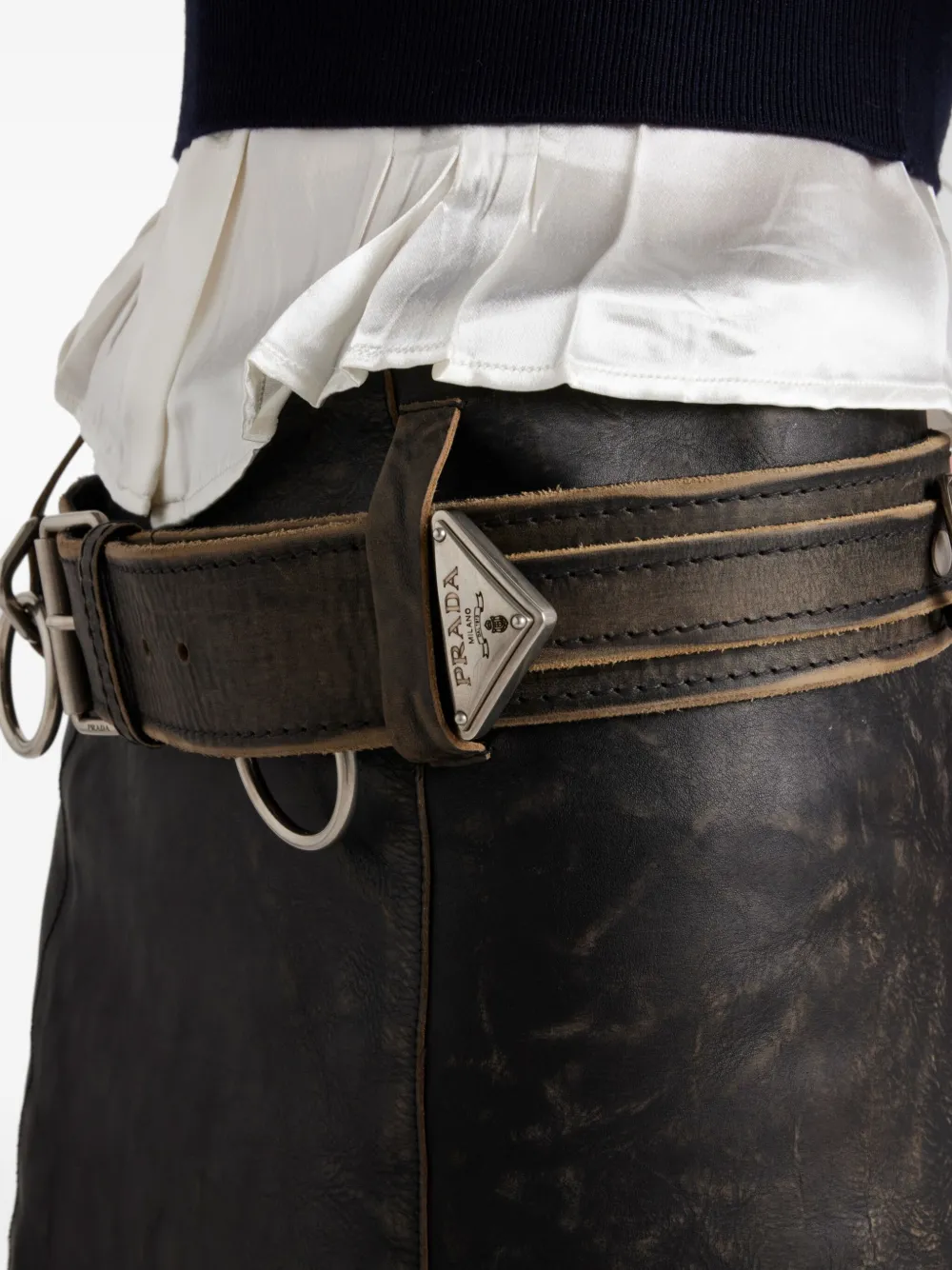 Prada Leren mini-rok Zwart