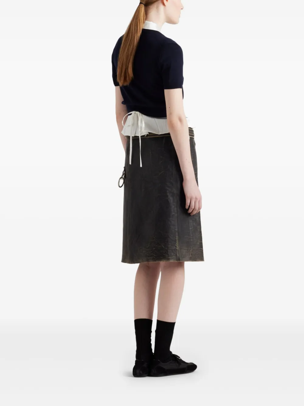 Prada Leren mini-rok Zwart