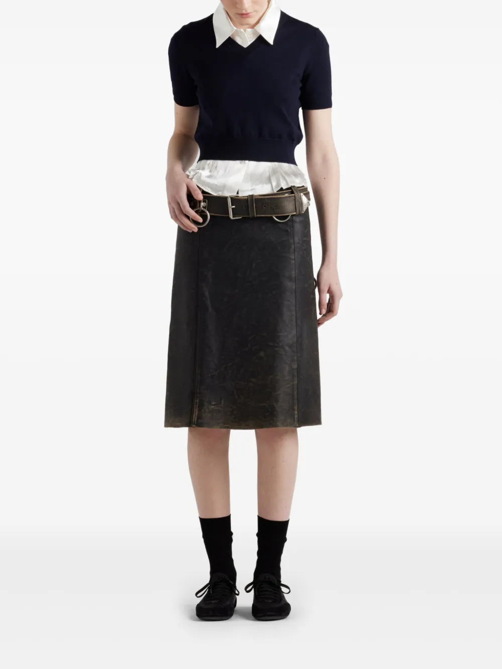 Prada leather mini skirt - Zwart