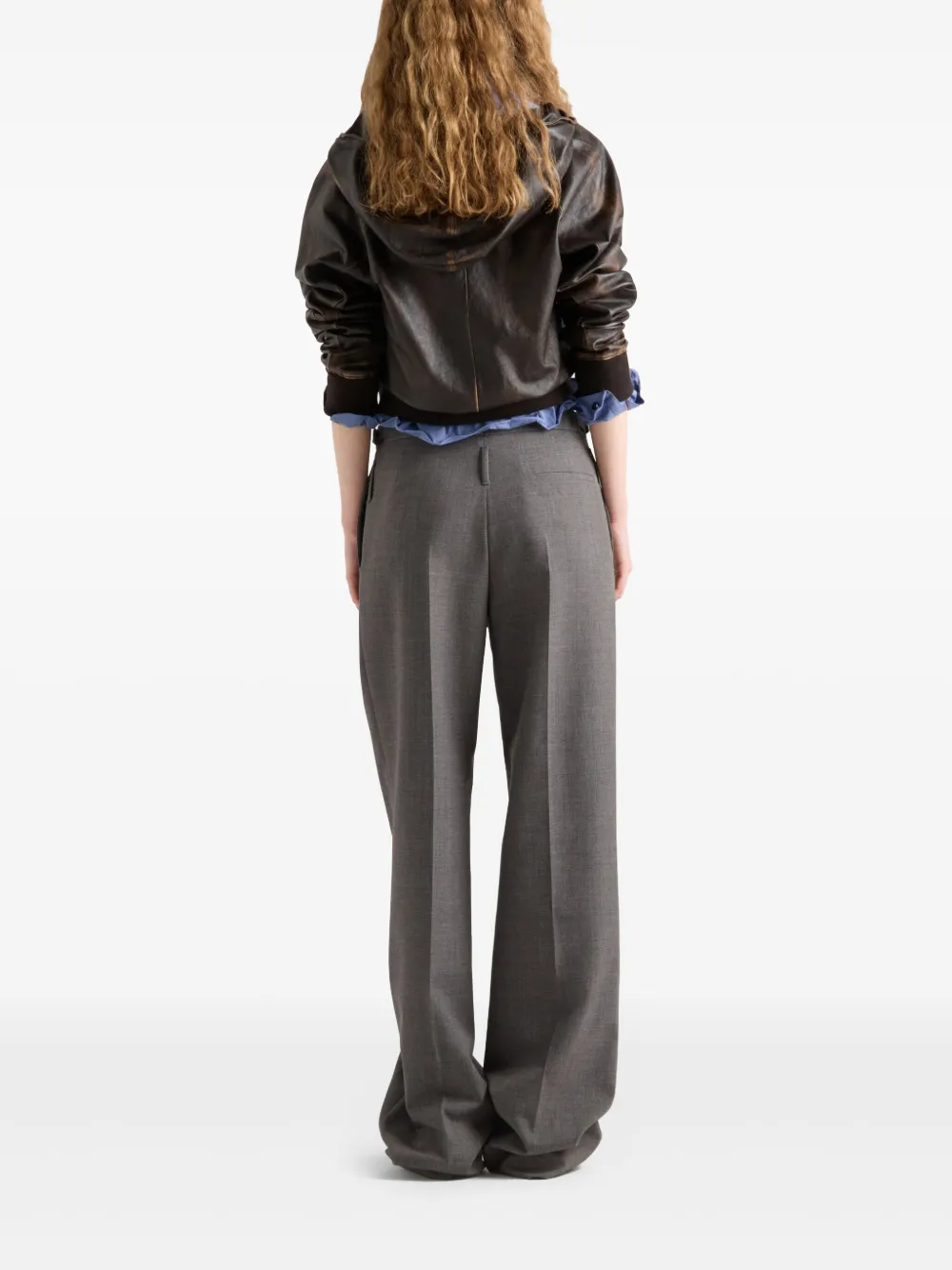 Prada Leren jack met capuchon Bruin