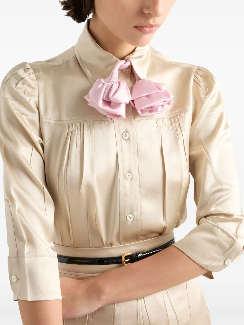 Prada Satijnen crêpe blouse Beige