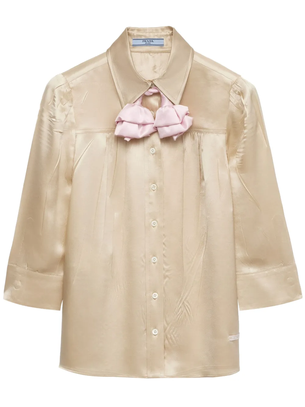 Prada Satijnen crêpe blouse Beige