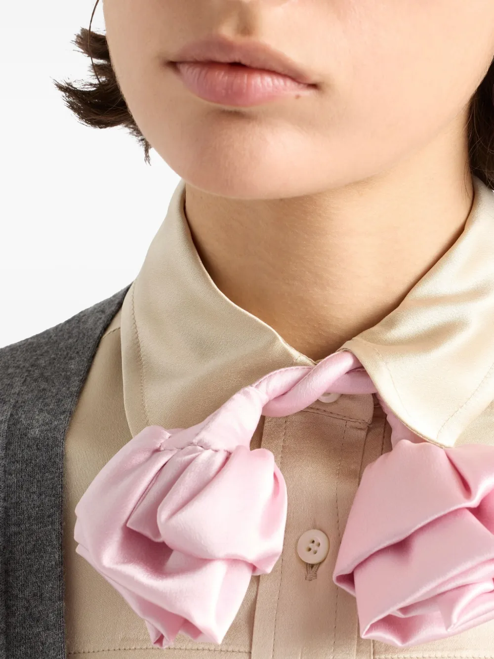 Prada Satijnen crêpe blouse Beige