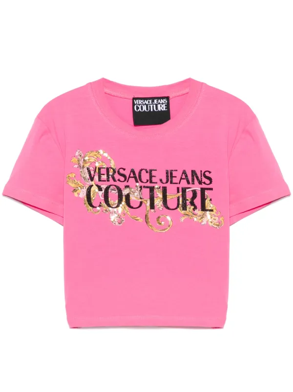 Versace Jeans Couture Crystal Outline Barocco T-shirt Pink Farfetch