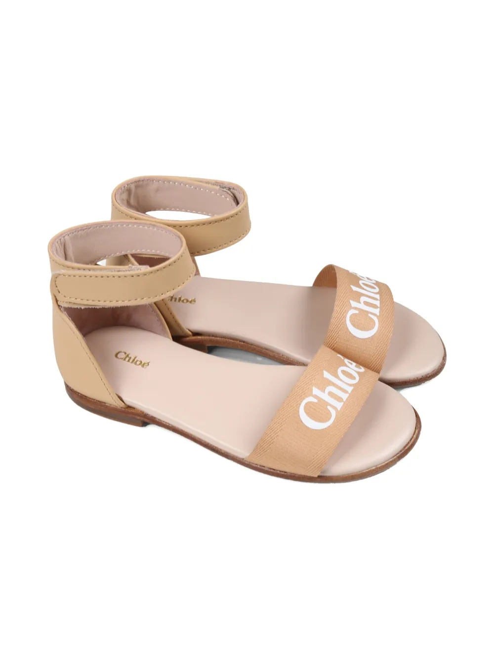 Chloé Logo-print Sandals In 粉色