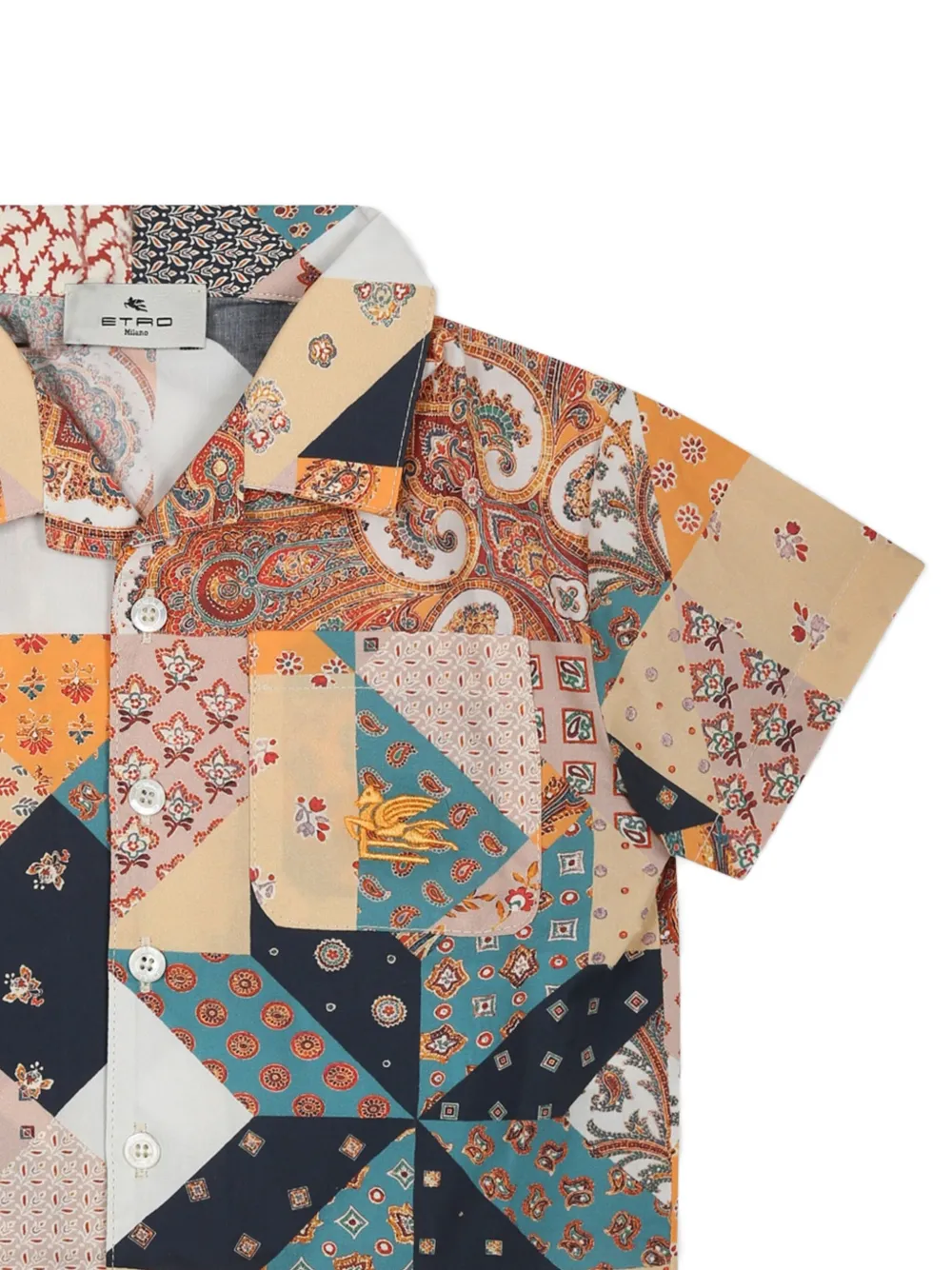 ETRO KIDS Katoenen shirt met patchwork Roze