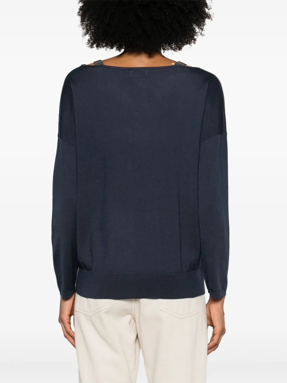 Brunello Cucinelli Trui met V-hals Blauw