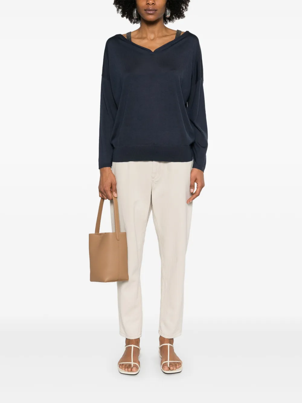 Brunello Cucinelli V-neckline sweater - Blauw