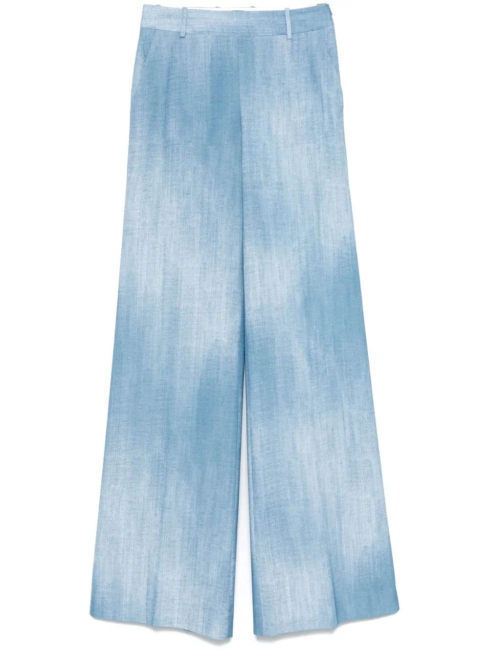 denim-print trousers