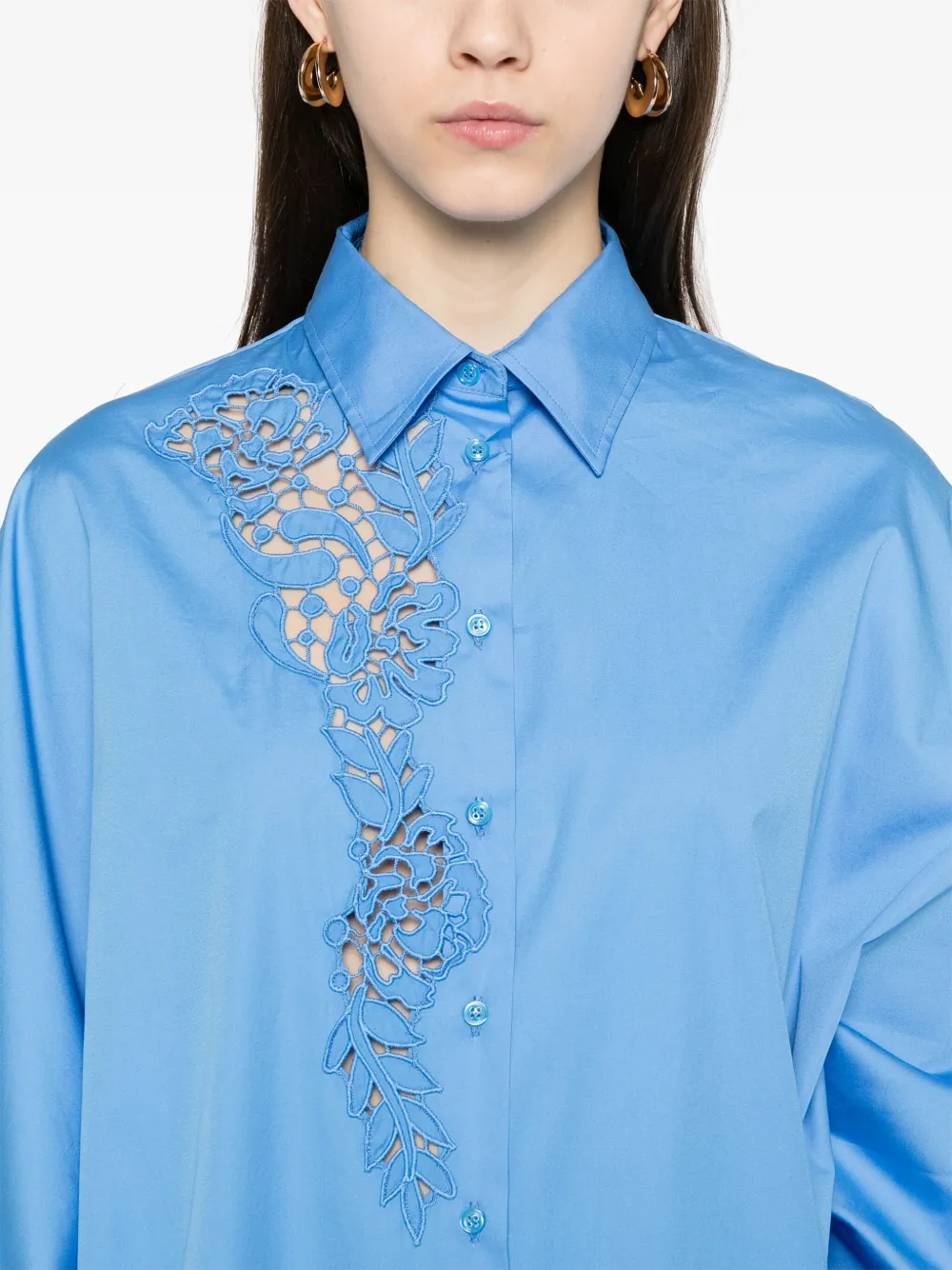 Ermanno Scervino Blouse met borduurwerk Blauw