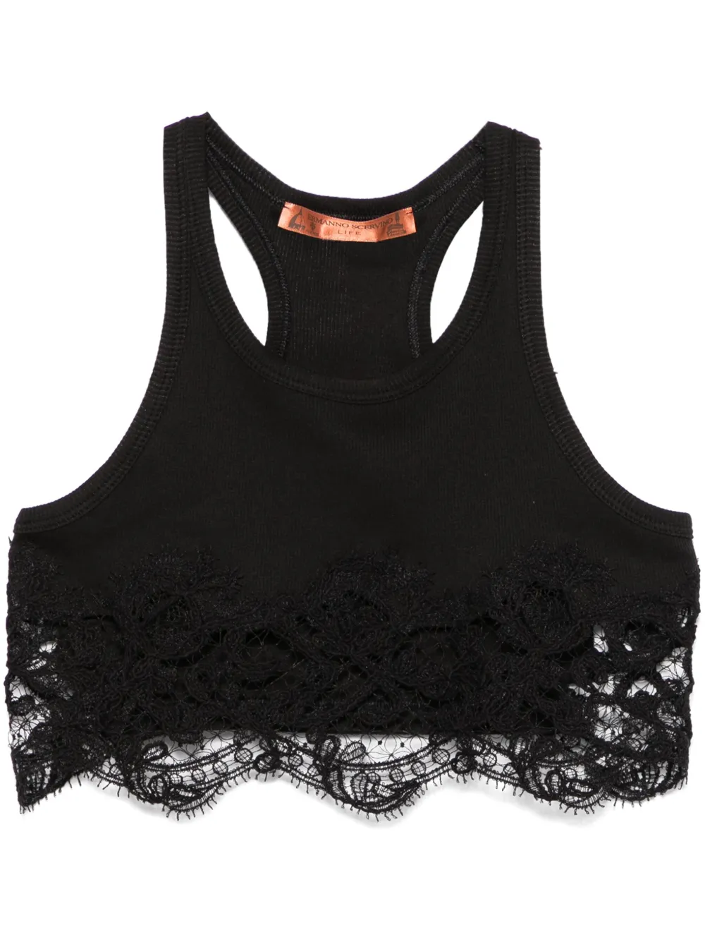 lace-detail crop top