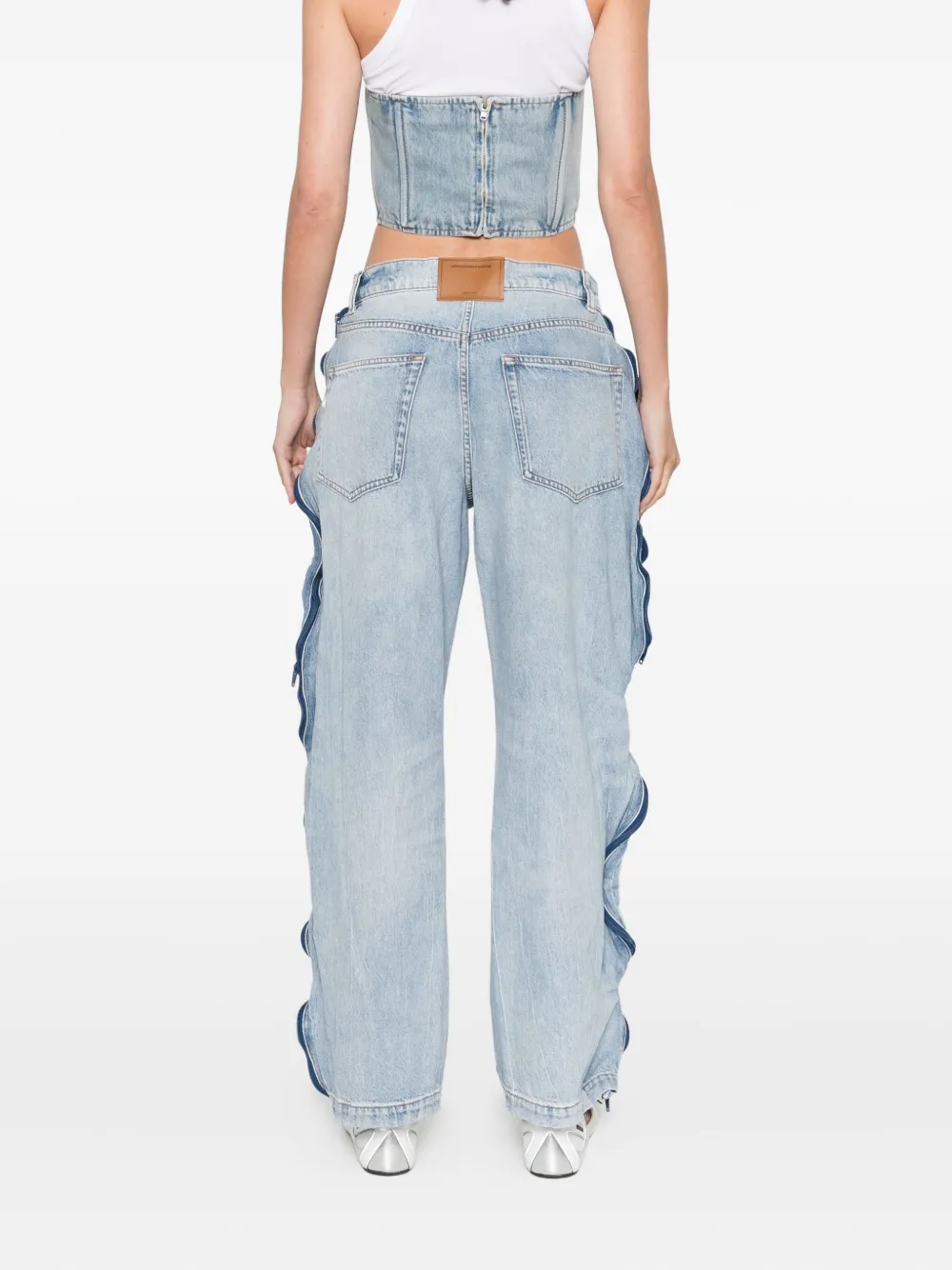 Alexander Wang Jeans met mesh vlak en ritsdetail Blauw