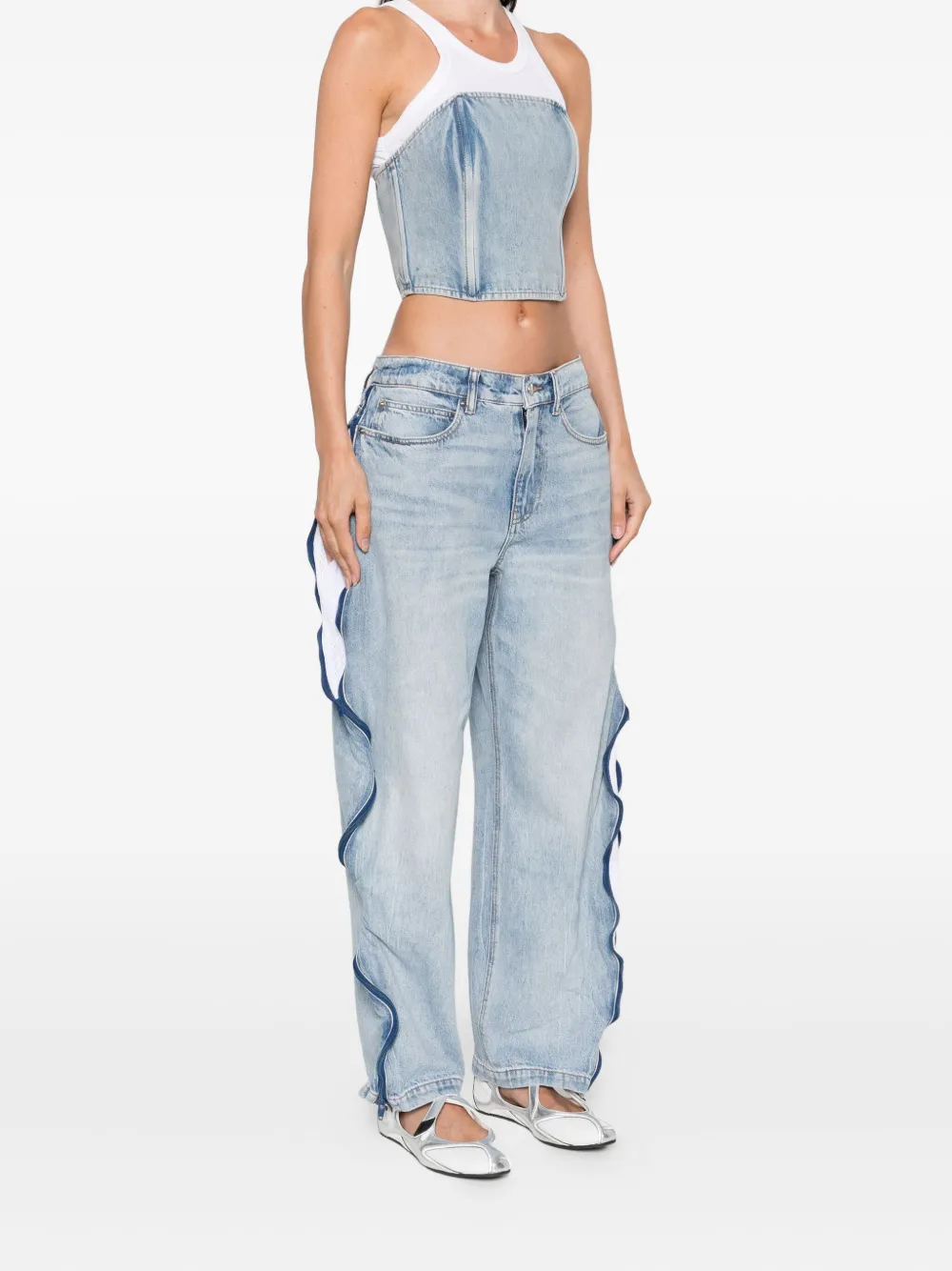 Alexander Wang Jeans met mesh vlak en ritsdetail Blauw